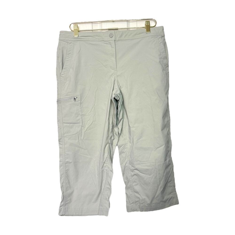 LL Bean Nylon Cropped Pants Pockets Hiking Lightweight Cream Women 12